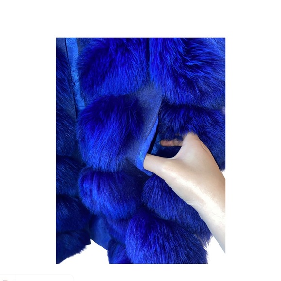 Royal Blue Fox Fur Vest Fits like a Medium - Picture 6 of 11